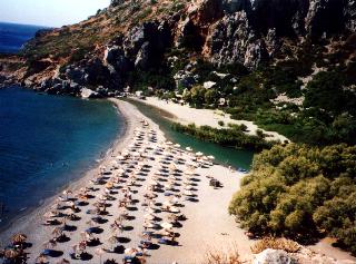 Preveli Beach (links salziges Mittelmeer, rechts Swasserflu